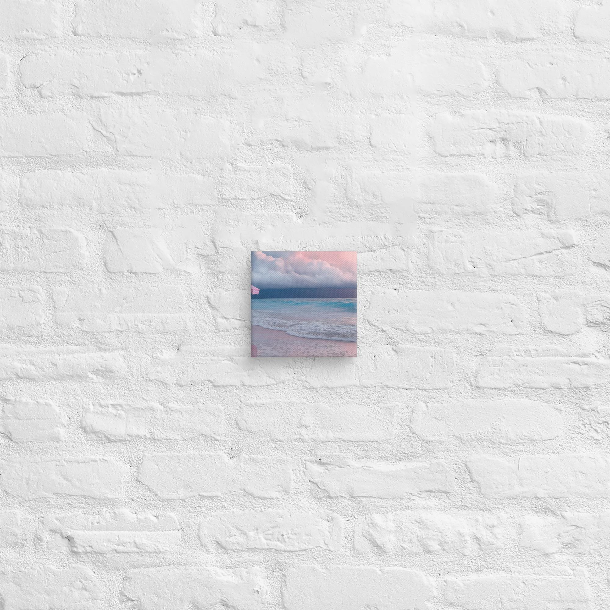 Stormy Beach Sunset Canvas Print with Pink Accents 36