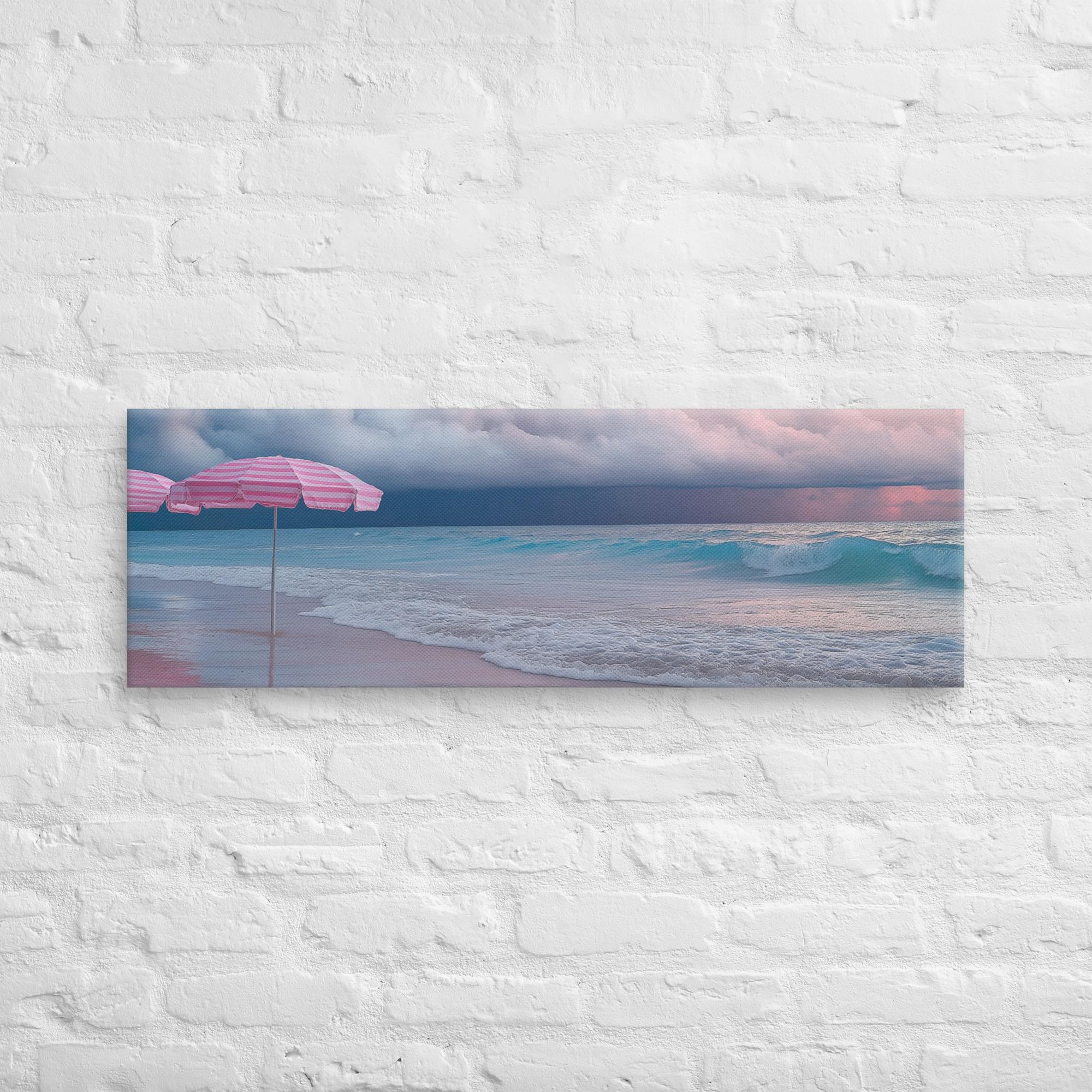 Stormy Beach Sunset Canvas Print with Pink Accents 9