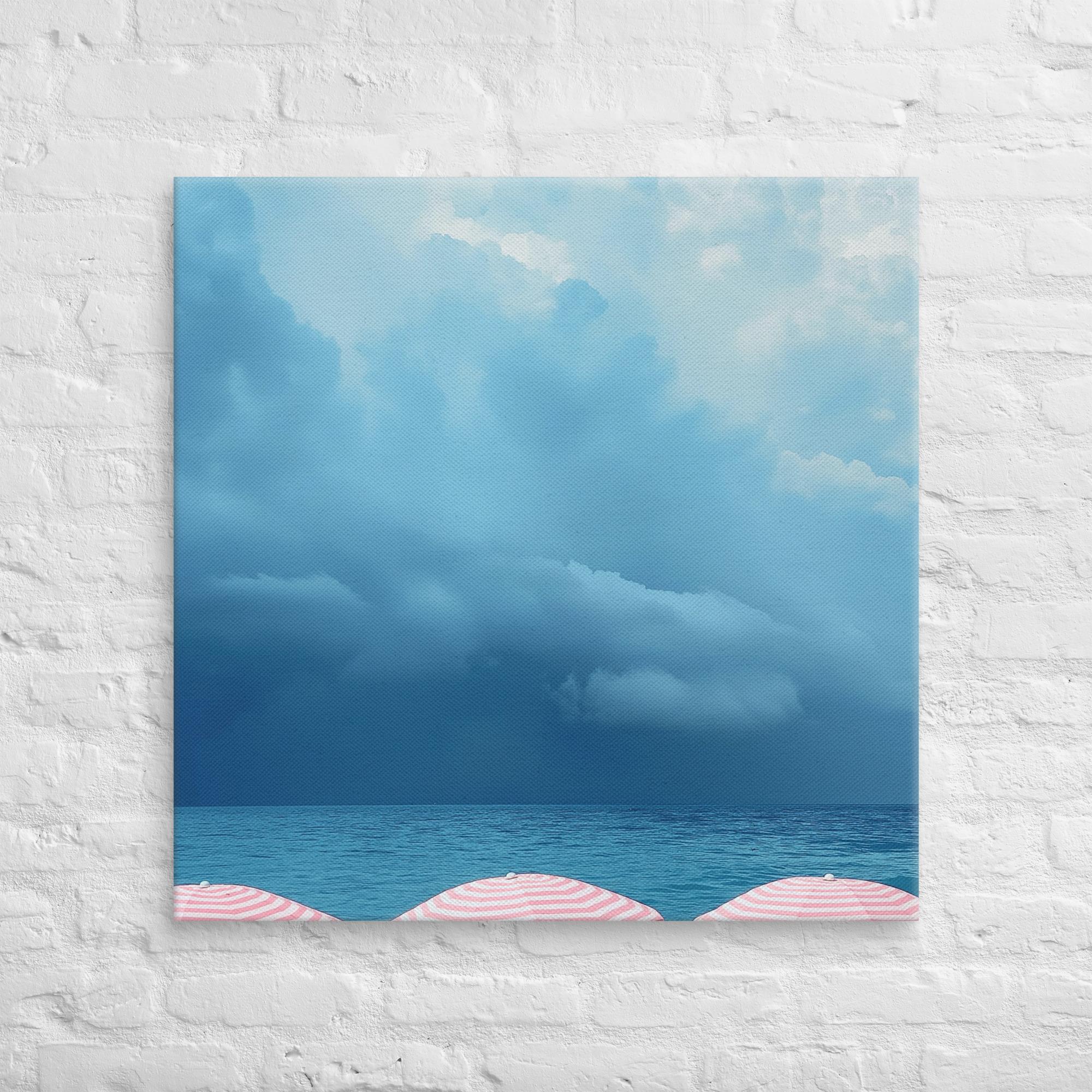 Stormy Tranquility: A Day at the Beach, Pink, Canvas Print 3