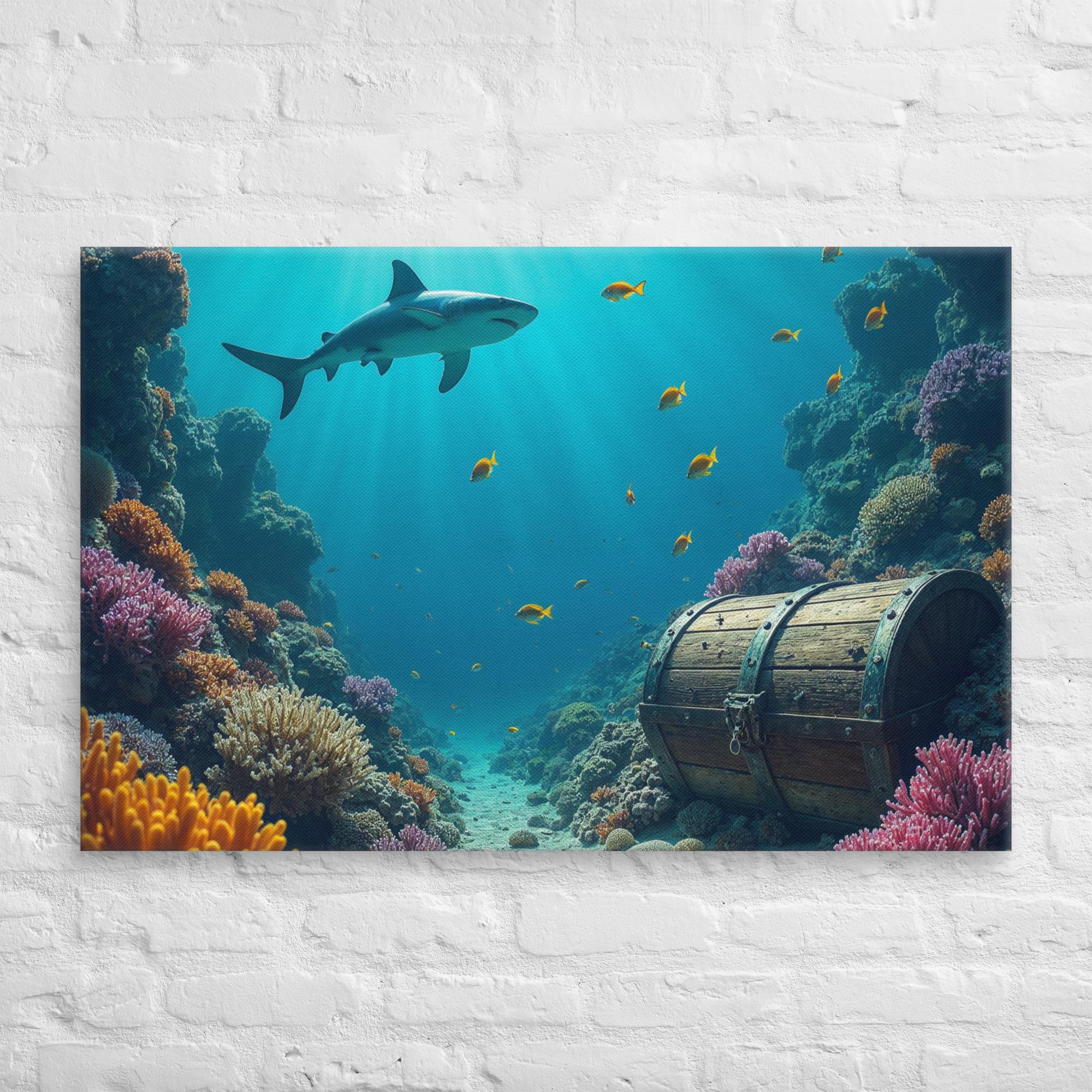 Ultimate Dive Adventure Canvas Print – Shark & Treasure Dive 25
